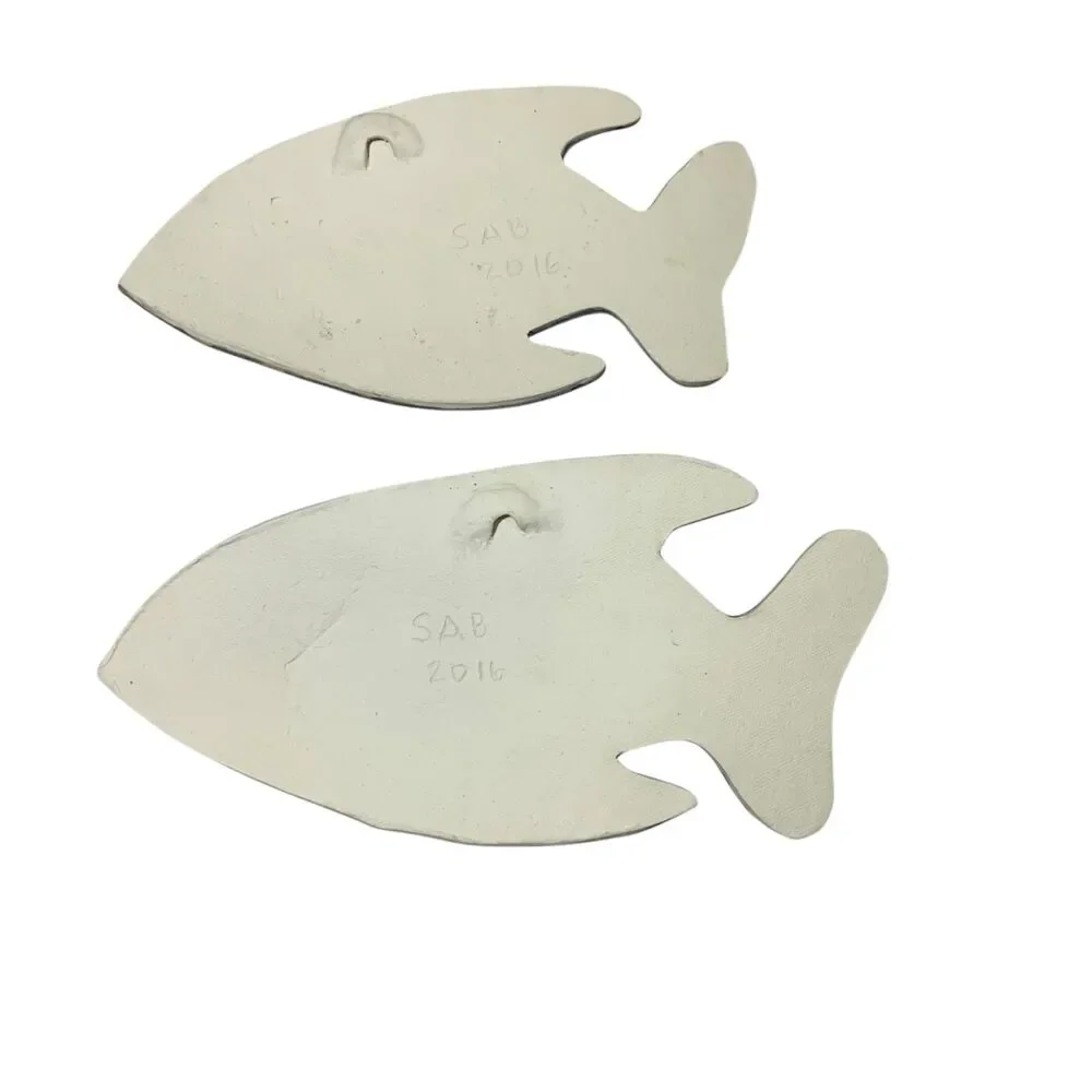 Coastal Studio Pottery Fish Wall Hanging Art Beach House Decor Ceramic Set of 2